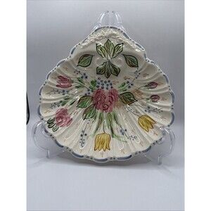 Vintage Southern Potteries Shell Shape Dish Bowl Blue Ridge Hand Painted Floral